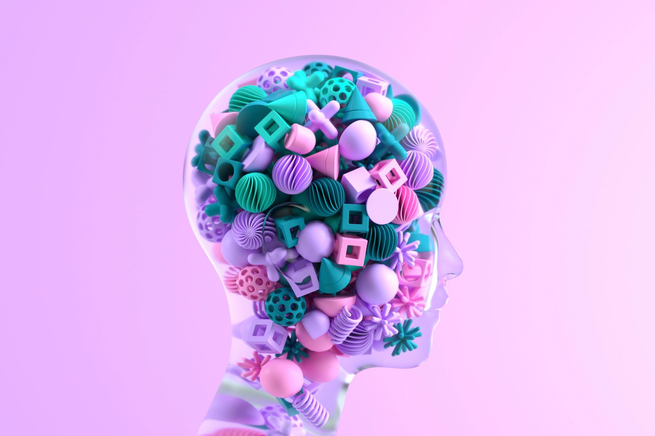 Abstract digital head illustration representing working memory